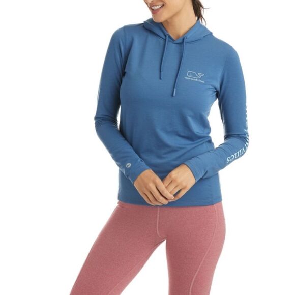 Vineyard Vines Performance Long-Sleeve Hoodie Top size Medium - Picture 1 of 9